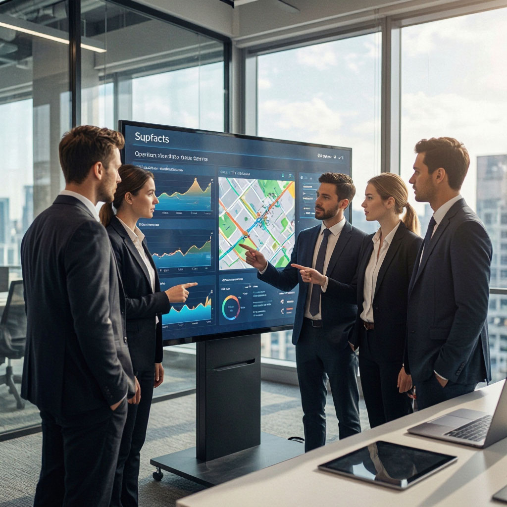 Operations team reviewing route performance data