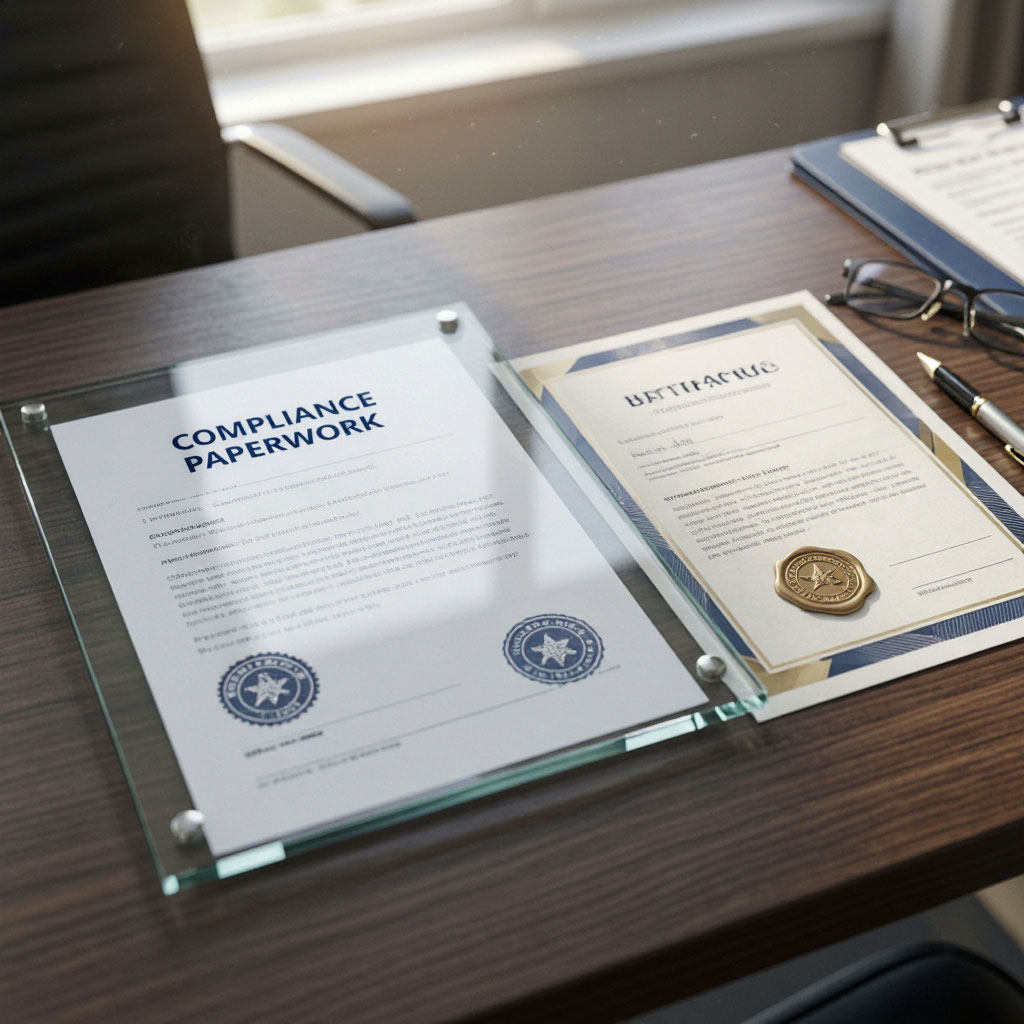 Compliance paperwork and certificate of insurance documents