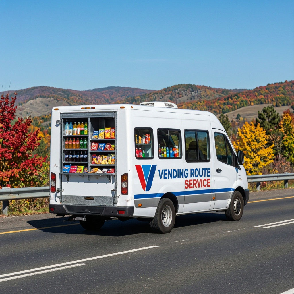 Vending route service van on a Mid-Atlantic highway
