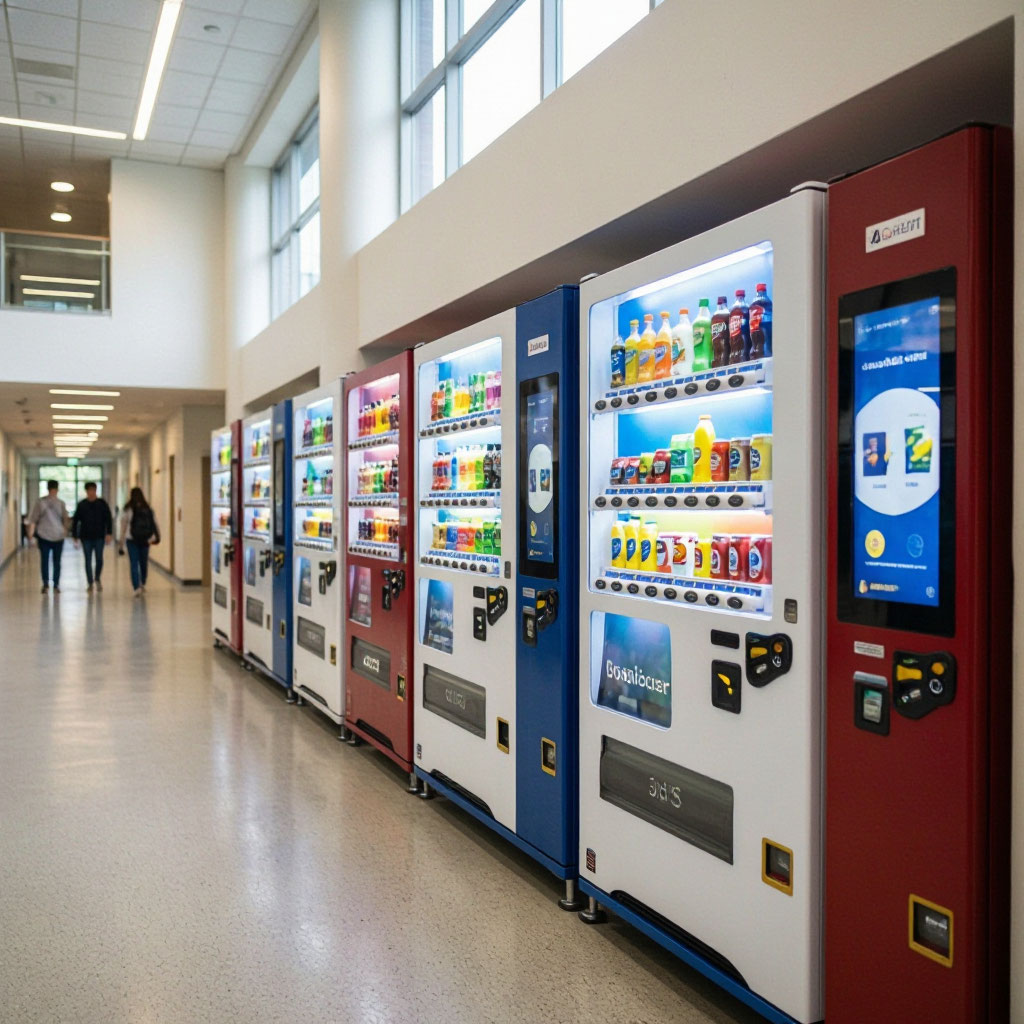 University campus hallway with vending machines